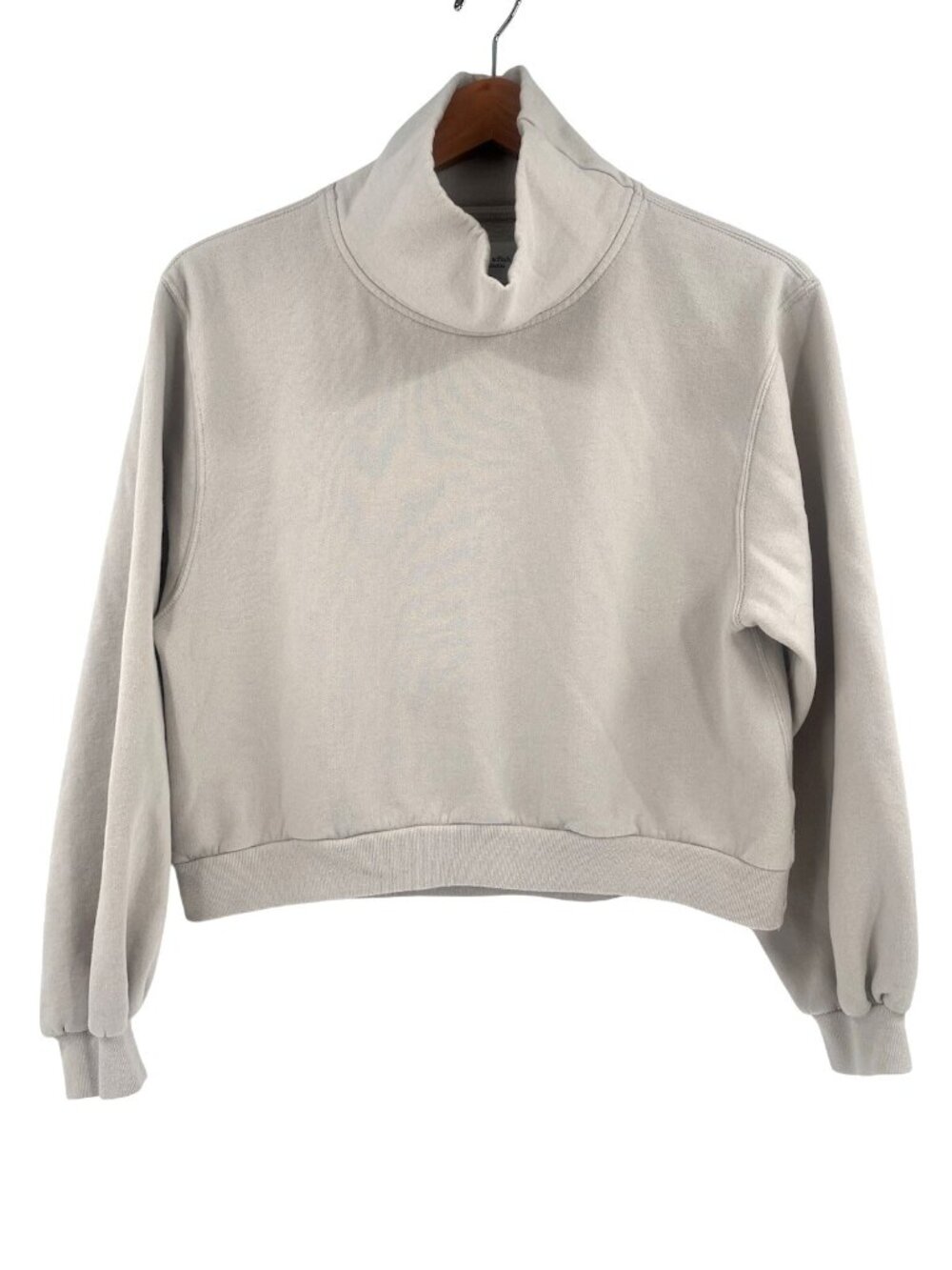 ABERCROMBIE & FITCH Women's Beige High Neck Crop Sweatshirt Small